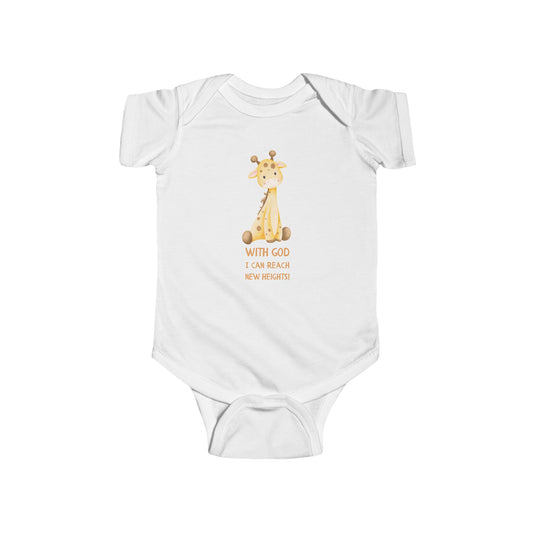 Infant Onesie - With God I Can Reach New Heights Giraffe Design