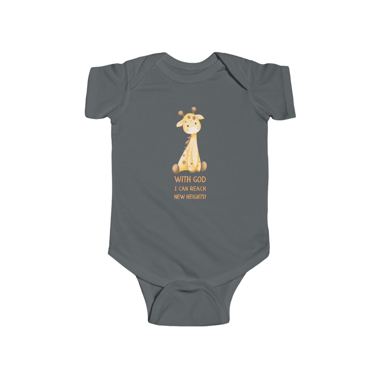 Infant Onesie - With God I Can Reach New Heights Giraffe Design