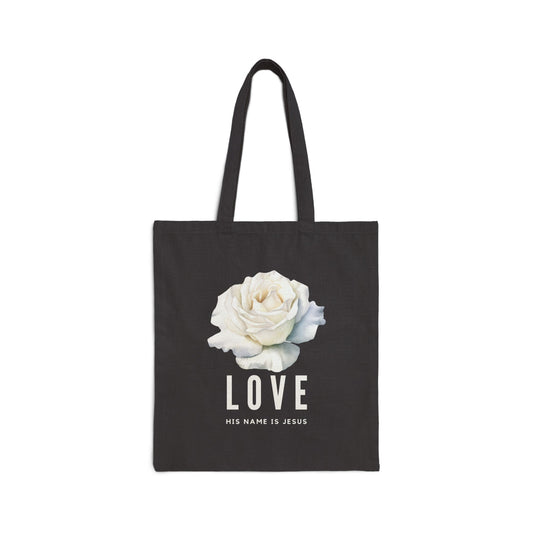 Love His Name is Jesus Cotton Canvas Tote Bag