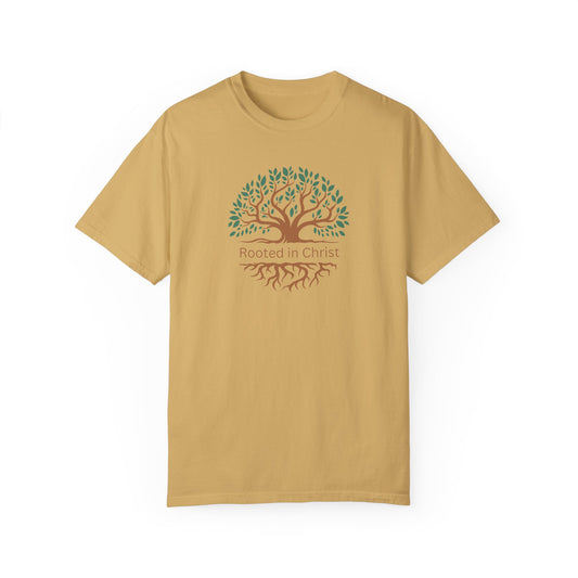 Comfort Colors Christian T-Shirt Rooted in Christ Design