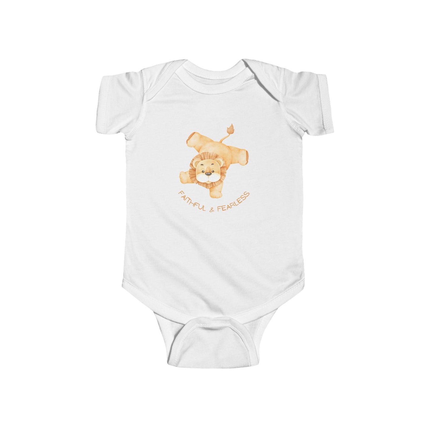 Baby Onesie Faithful and Fearless Lion Print