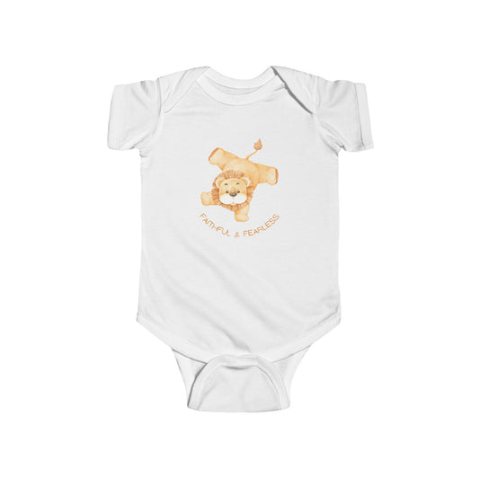 Baby Onesie Faithful and Fearless Lion Print