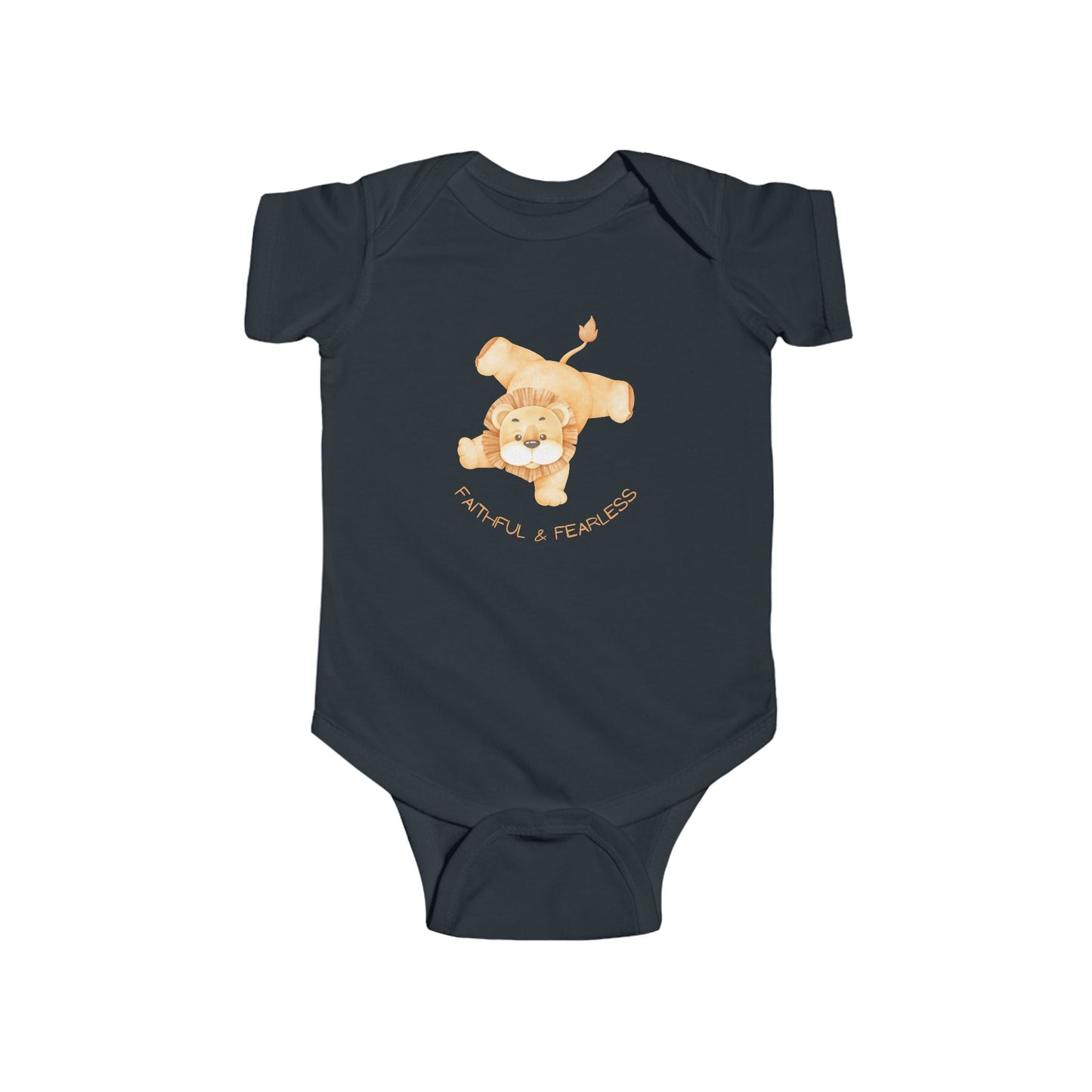 Baby Onesie Faithful and Fearless Lion Print