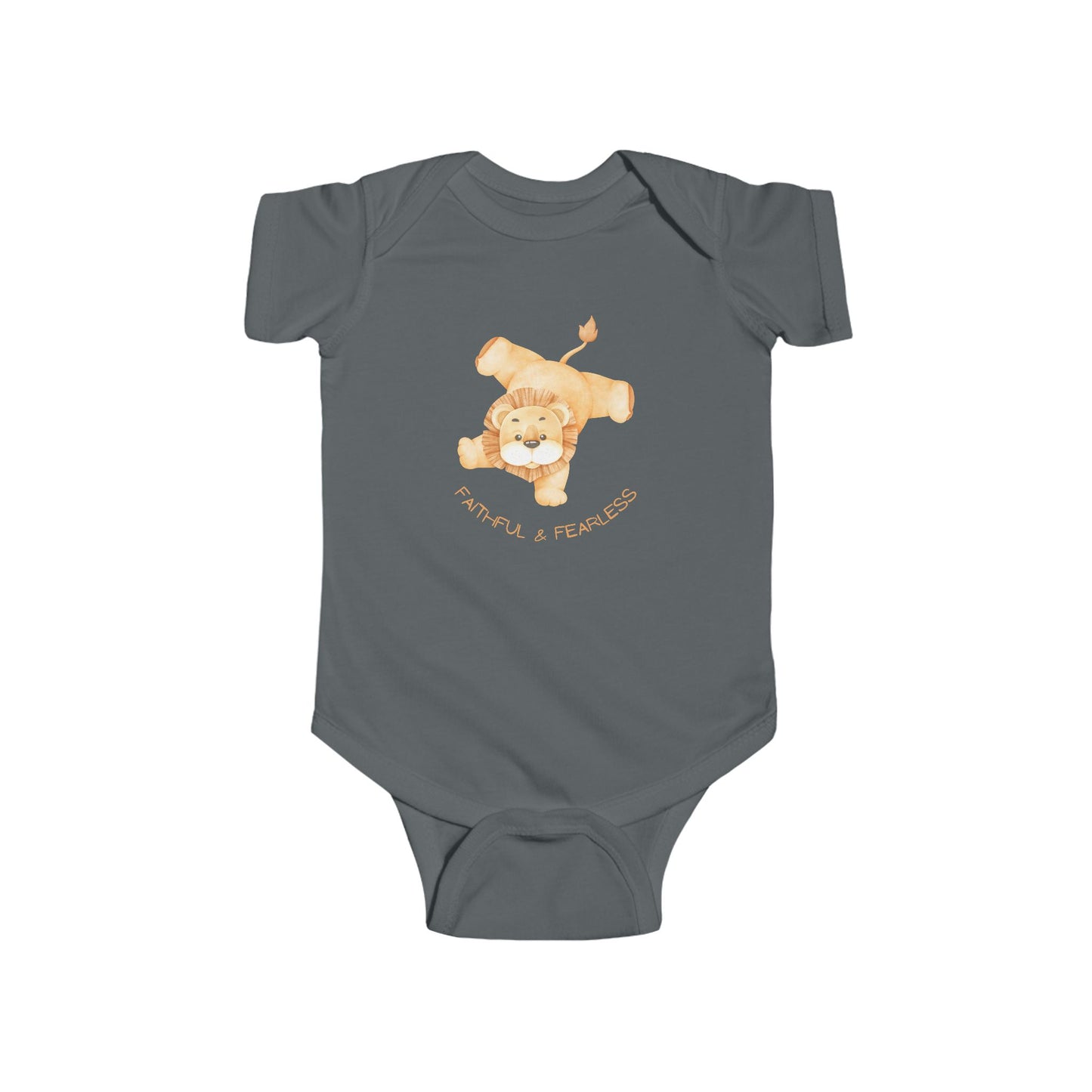 Baby Onesie Faithful and Fearless Lion Print