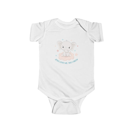 Baby Onesie - Jesus Loves Me This I Know Elephant Design