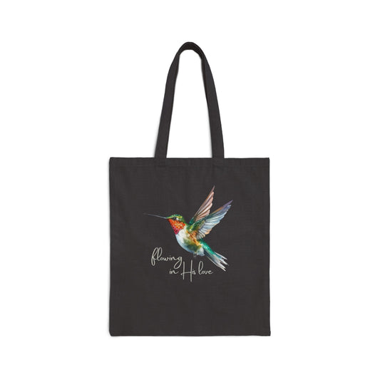 Faith-Based Tote Bag with Hummingbird Design - Cotton Canvas